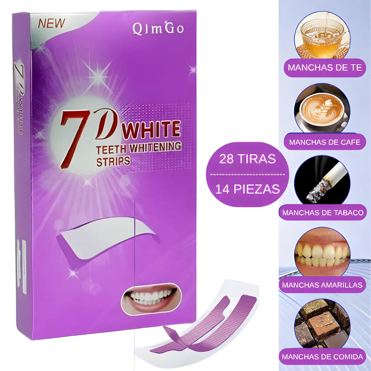 Tiras Blanqueadoras Moradas Dentales