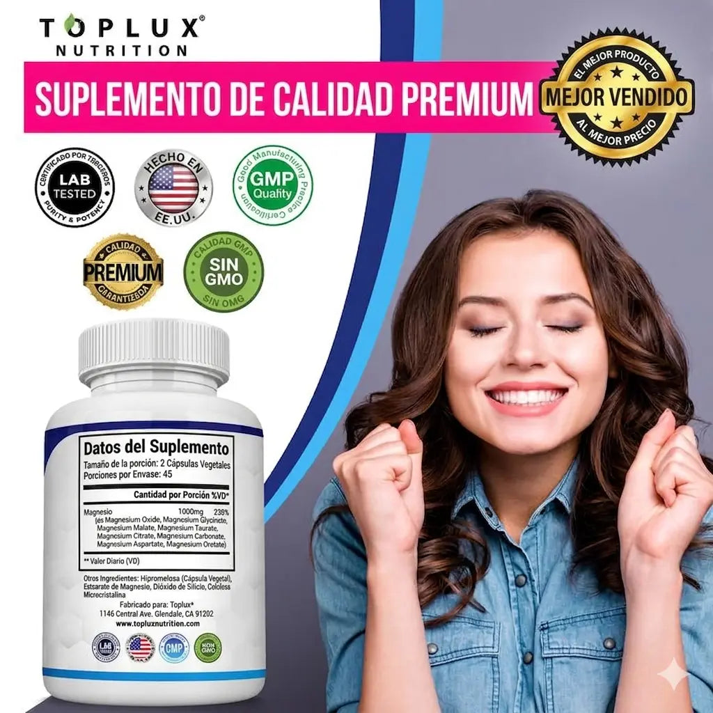 Toplux Magnesium Complex 8 Essential Magnesium Supplement 1000mg